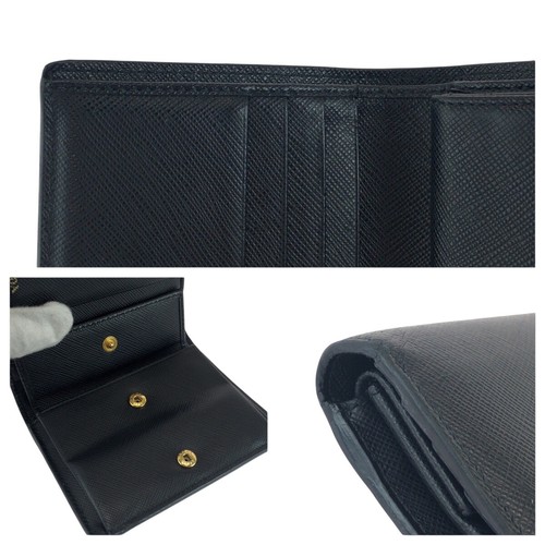 PRADA Saffiano Shine logo 1MV204 Compact wallet Black Black leather - Picture 7 of 10