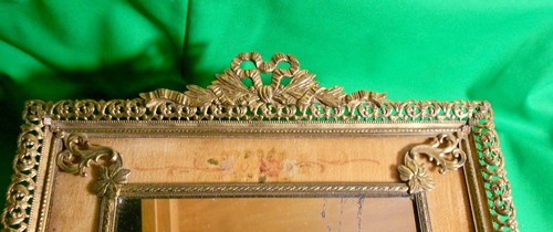 Antique Victorian Mirrored Filigree Footed Vanity Dresser Tray - Picture 7 of 7