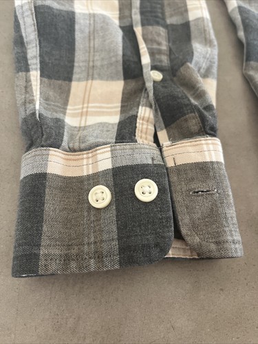 Banana Republic Manga Larga 100% Algodón Gris Cuadros Abotonados, Bolsillo Frontal Med - Imagen 9 de 11