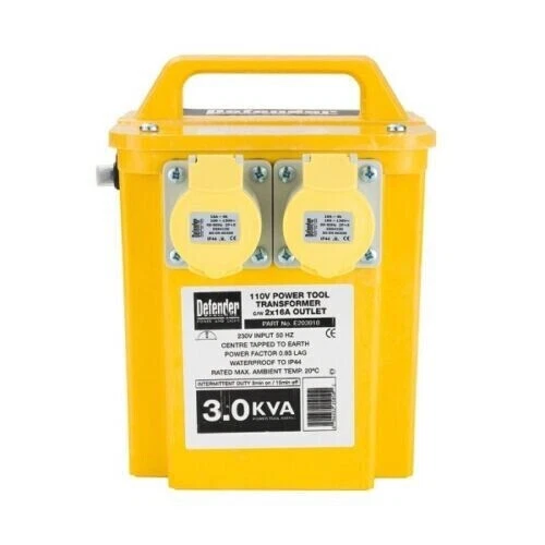Defender 3.0Kva Transformer Power Tool 2x 16A Outlets Weather Resistant E203010 - Image 3 of 4
