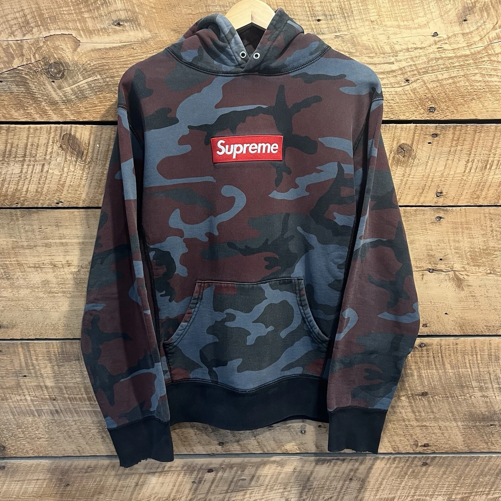 Sweat à capuche Supreme Urban Camo Box Logo FW13 personnalisé teint bleu taille Medium