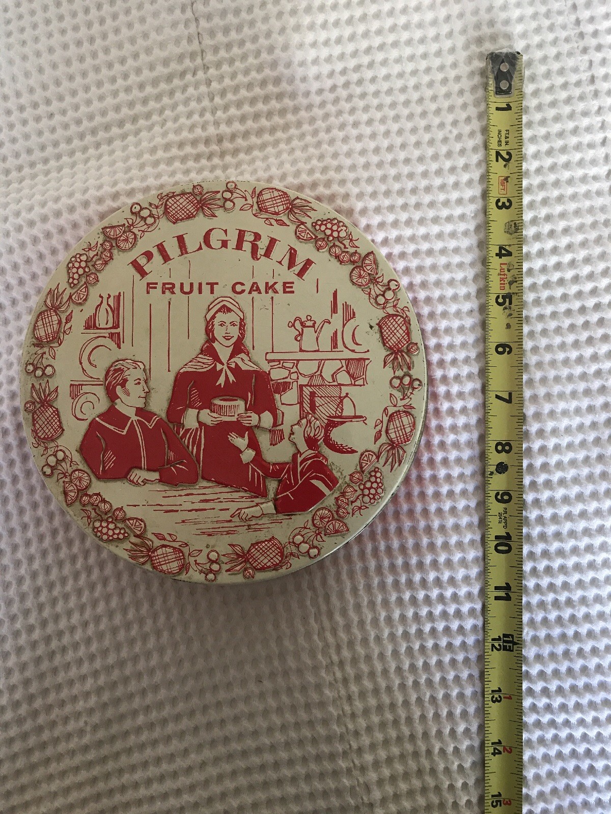 Vintage Pilgrim Fruit Cake Container Tin Fruit Cake Bakers of America ...