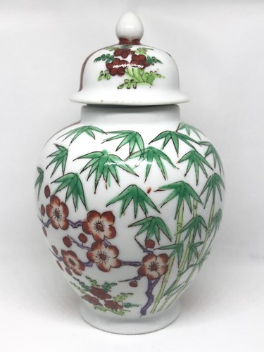 Vintage Japanese Porcelain Ceramic Ginger Vase Jar With Lid Japan Floral Flowers - Picture 5 of 10
