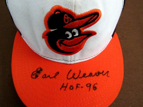 EARL WEAVER HOF 96 BALT ORIOLES MANAGER SIGNED AUTO NEW ERA ON FIELD CAP HAT JSA - Picture 2 of 3