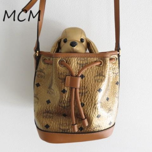 MCM Visetoes Dog Drawstring Bag Gold Color O4 | eBay