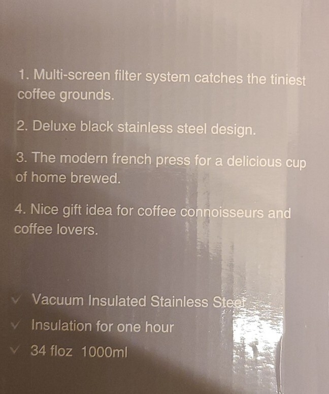 Homgeek French Press Coffee Maker 1000ml Capacity Healthy Press Pot for