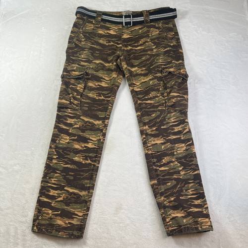 Ecko Unlimited Men's Tiger Camo Brown Green Cargo Straight Leg Pants 36x29 - Picture 2 of 13