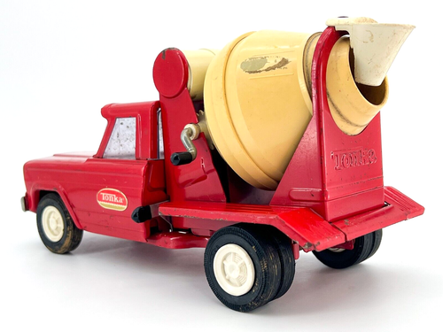 Vtg Original Tonka Truck Cement Mixer Pressed Steel Red Jeep Man Cave Desk Toy - Picture 7 of 11