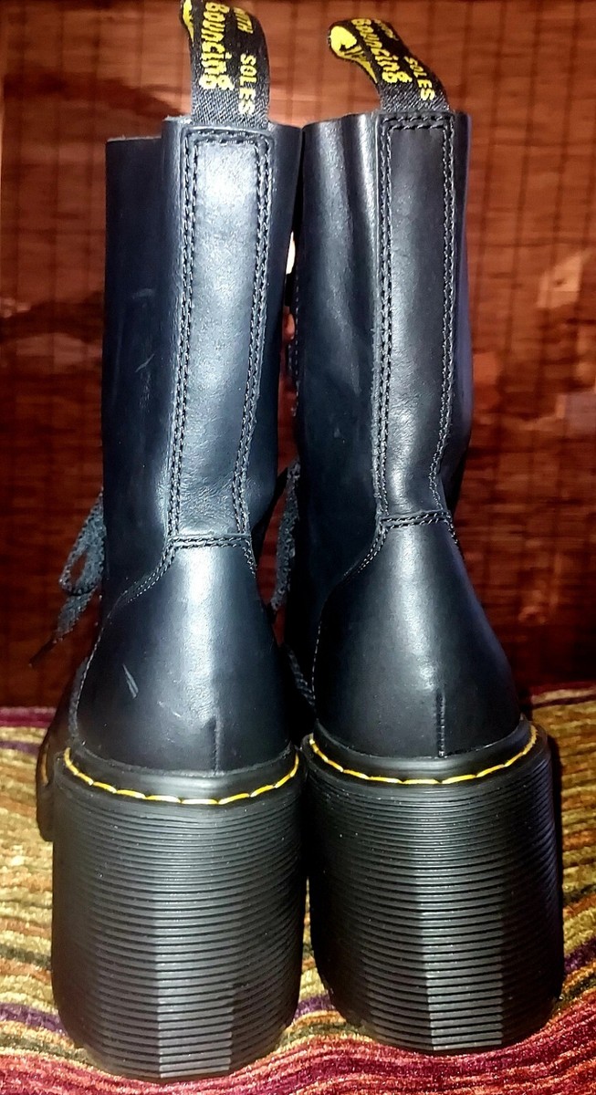 Dr. Martens Chesney Combat Boot Womens 10 Black Leather Chunky