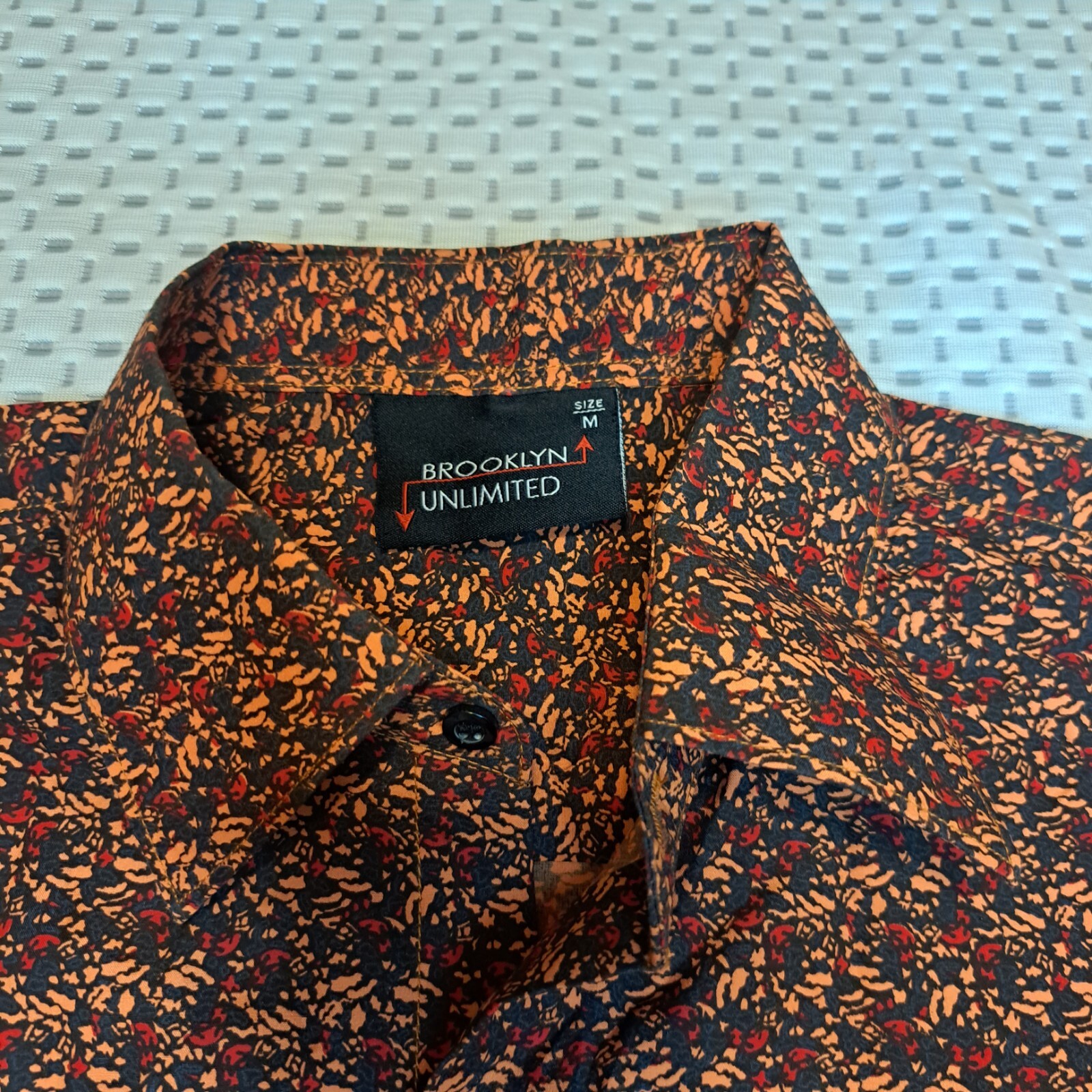 Orange Black Patterned Long Sleeved Button Down C… - image 3