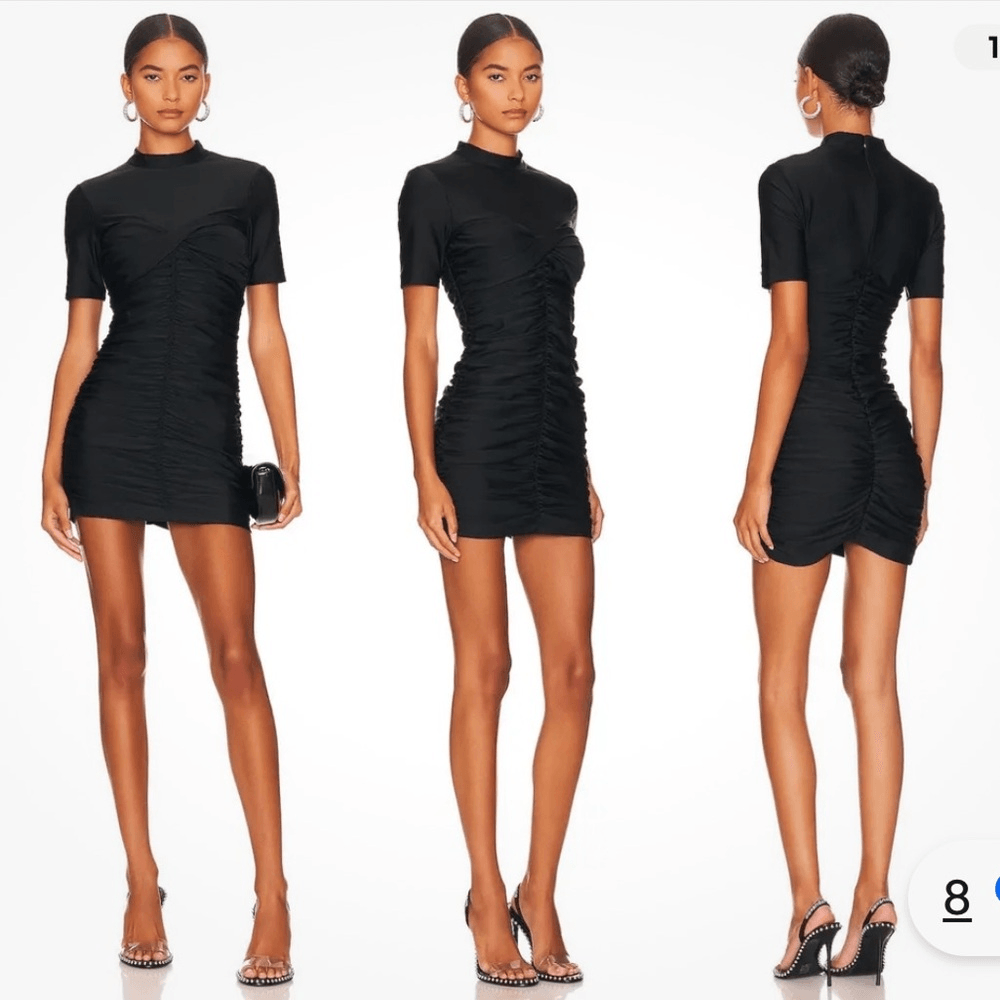 Alexander Wang Black mock Neck ruched Bodycon Mini dress NWOT XS