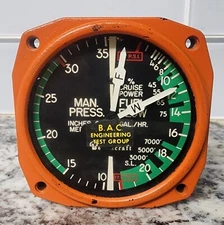 Beechcraft Manifold Pressure & Fuel Flow Gauge Garwin 22-262-017 Aircraft Part