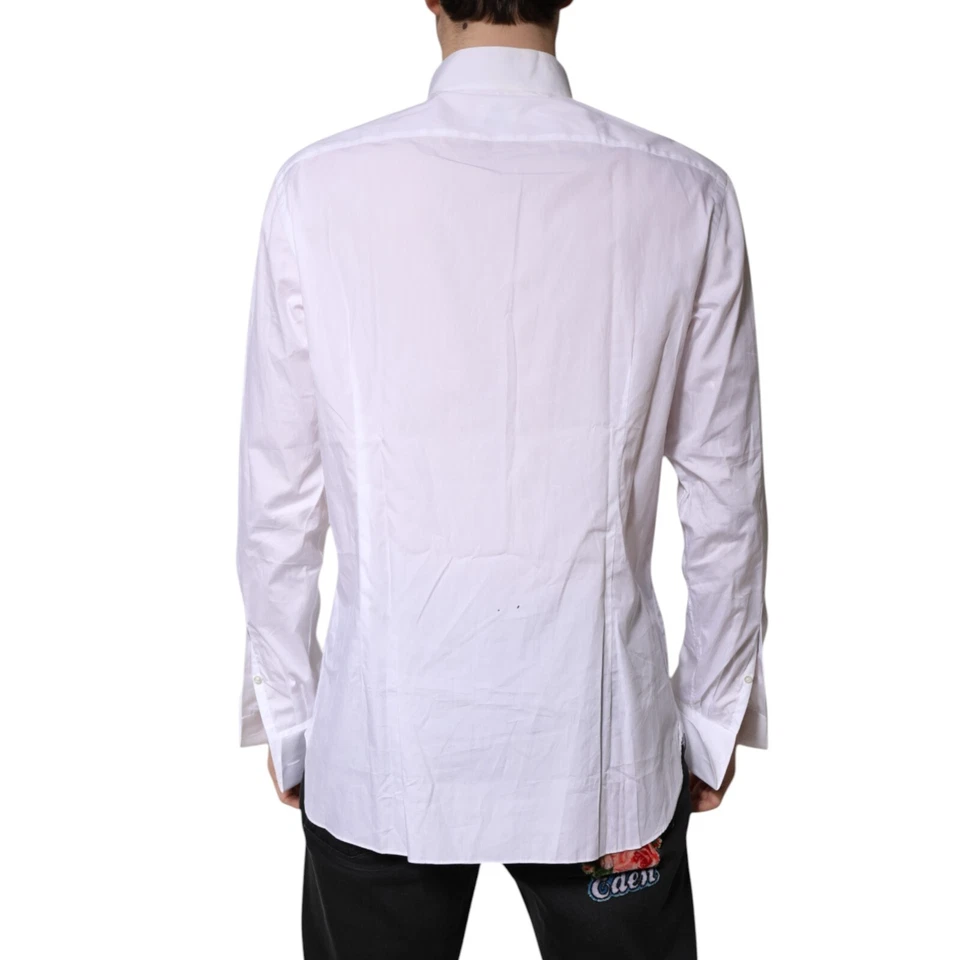 LUIGI BORRELLI NAPOLI Camisa Blanco Algodón Cuello Vestido Formal 43/US17/XXL 390usd Foto 3 de 4