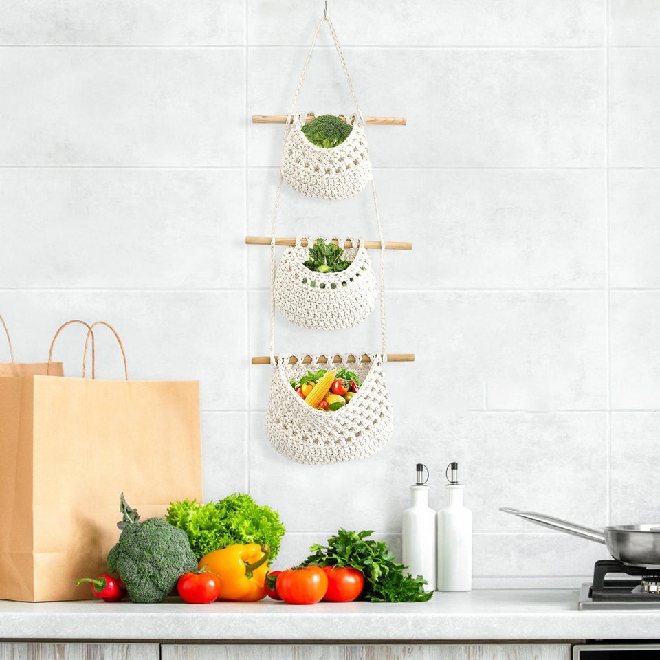 Threelayer Basket Multiple Tier Fruit Basket Vegetable Hanging Basket
