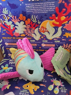 🐶NWT Box BARK Coral Ruff Box LION FISH LARRY Medium Dog Toy nwt with ...