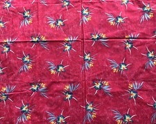 2 Yds 8" Deep Pink Tropical Hibiscus Hawaiian Flower Fabric Cotton