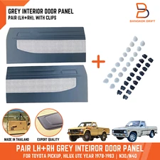 PAIR LH RH GREY INTERIOR DOOR PANEL FIT TOYOTA PICKUP LN30 LN40 RN30 78-83 CLIPS