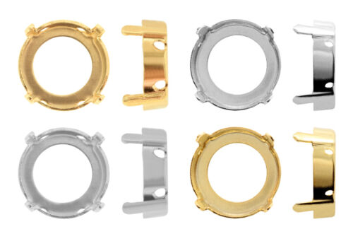Metalowe ustawienia odpowiednie do okrągłych kryształów w kształcie rivoli * różne kolory - Zdjęcie 1 z 6