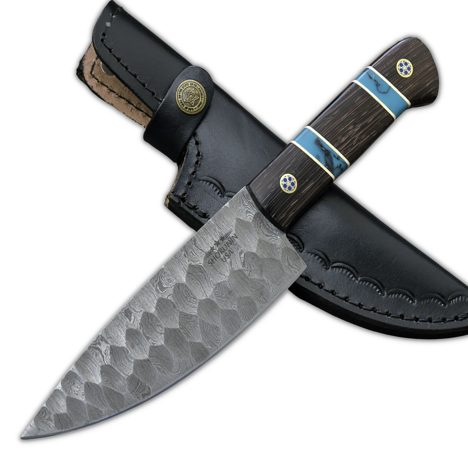 SHOKUNIN USA Handmade Forged Damascus Steel Chef Knife - Kitchen Knife W/ Sheath