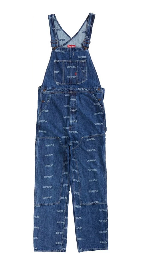 Supreme Logo Denim Overalls BLUE SS19- XL - NEW W/OUT TAGS