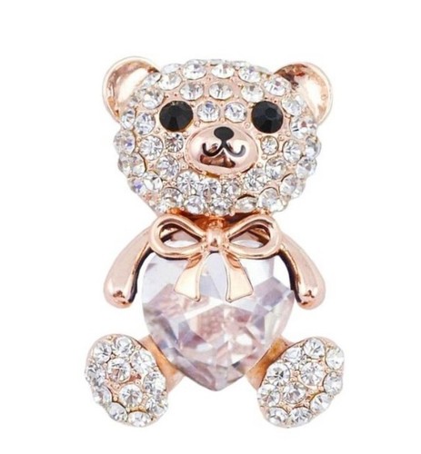 Broches de animales oso de peluche broche vestido abrigo insignia prendedores mujeres joyería perla