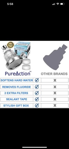PureAction Water Softener Shower Head Filter for Hard Water - Chlorine & Fluorid - Picture 5 of 6