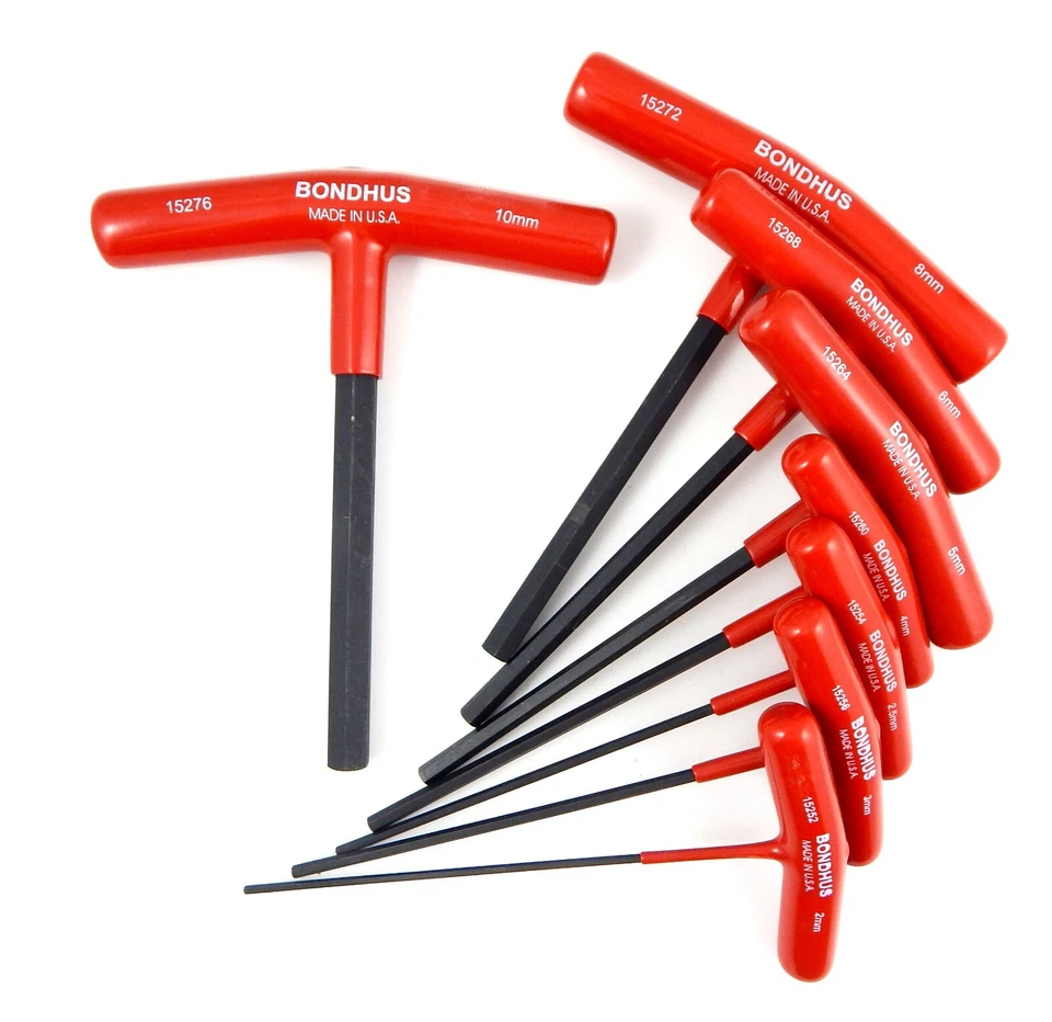Bondhus 8pc T Handle Hex Wrench Set Metric 2-10mm w Stand MADE IN USA 13389 - Image 2 of 3