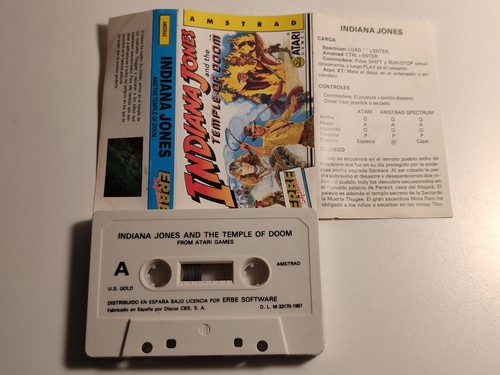 INDIANA JONES Y EL TEMPLO MALDITO AND THE TEMPLE OF DOOM AMSTRAD CPC 464 6128 - Imagen 3 de 4
