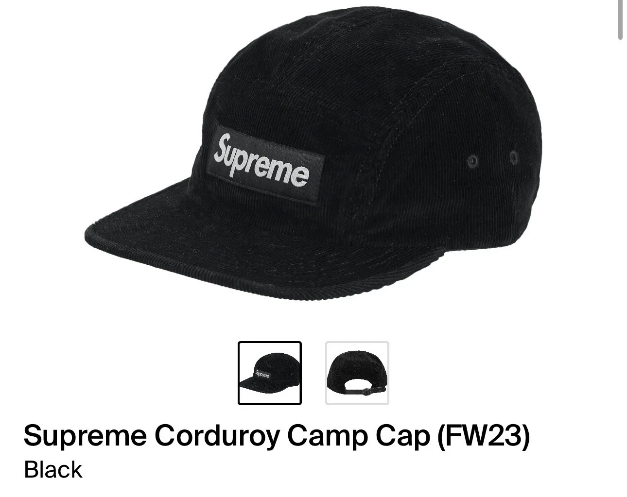 Capuchon de camp Supreme Corduroy FW23 FLAMBANT NEUF