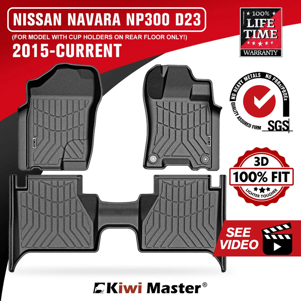 KIWI MASTER 3D TPE Car Floor Mats Fit Nissan Navara NP300 D23 2015-Current