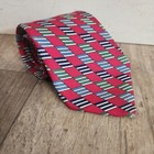 TURNBULL & ASSER Men's 100% Silk Necktie ENGLAND Geometric Red/ Blue / Green