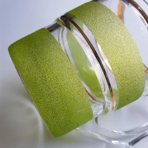 Jug pitcher glass lime green atomic gold ring band vintage MCM 1960s Mid Century - Picture 15 of 22
