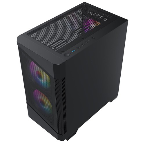 MICRO ATX CS Twin Black PC Gaming Case Blue LED fan with 500W Builder PSU - Picture 5 of 7