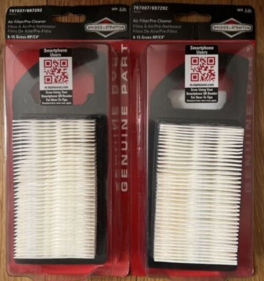 2 Pack Briggs & Stratton 5079 Air Filters Pre-Cleaner Gross HP/CV ...