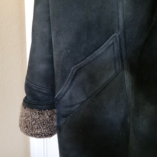 Mens Bruno Magli Black Suede Shearling Coat size 44 - Picture 8 of 14