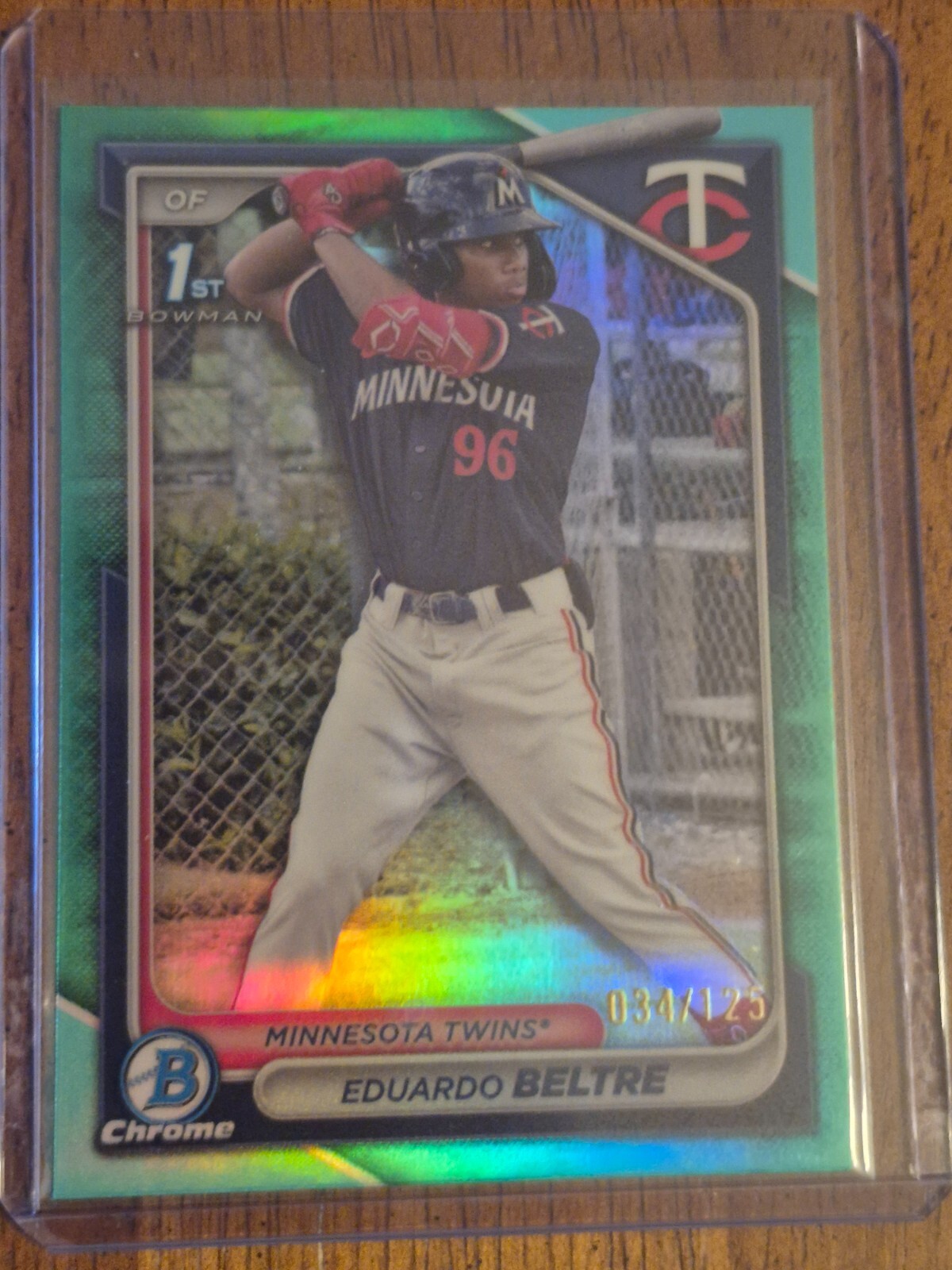 EDUARDO BELTRE 2024 BOWMAN CHROME 1ST AQUA REFRACTOR TWINS /125