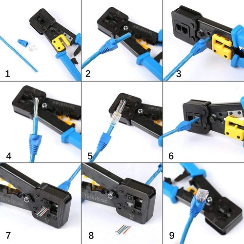 RJ45 Crimper Hand Network Tools Pliers RJ12 Cat5 Cat6 8p8c Cable Stripper Clamp - 第 5/6 張圖片
