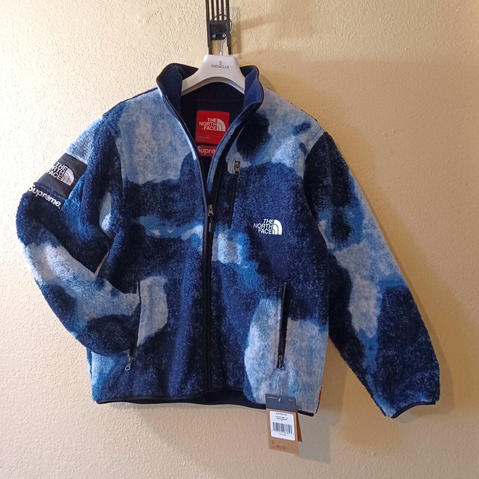 Supreme x The North Face Bleached Denim Print Fleece Jacket