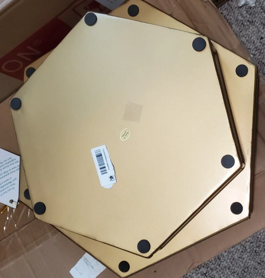 Kate and Laurel Felicia Glam 2-Piece Nesting Metal Black Mirrored Trays, Gold D7 - Image 3 of 3