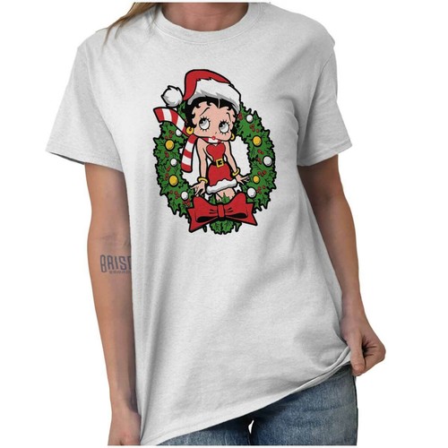 Camiseta Betty Boop Santa Navidad Navidad Guirnalda Mujer Gráfica Cuello Redondo - Imagen 9 de 9