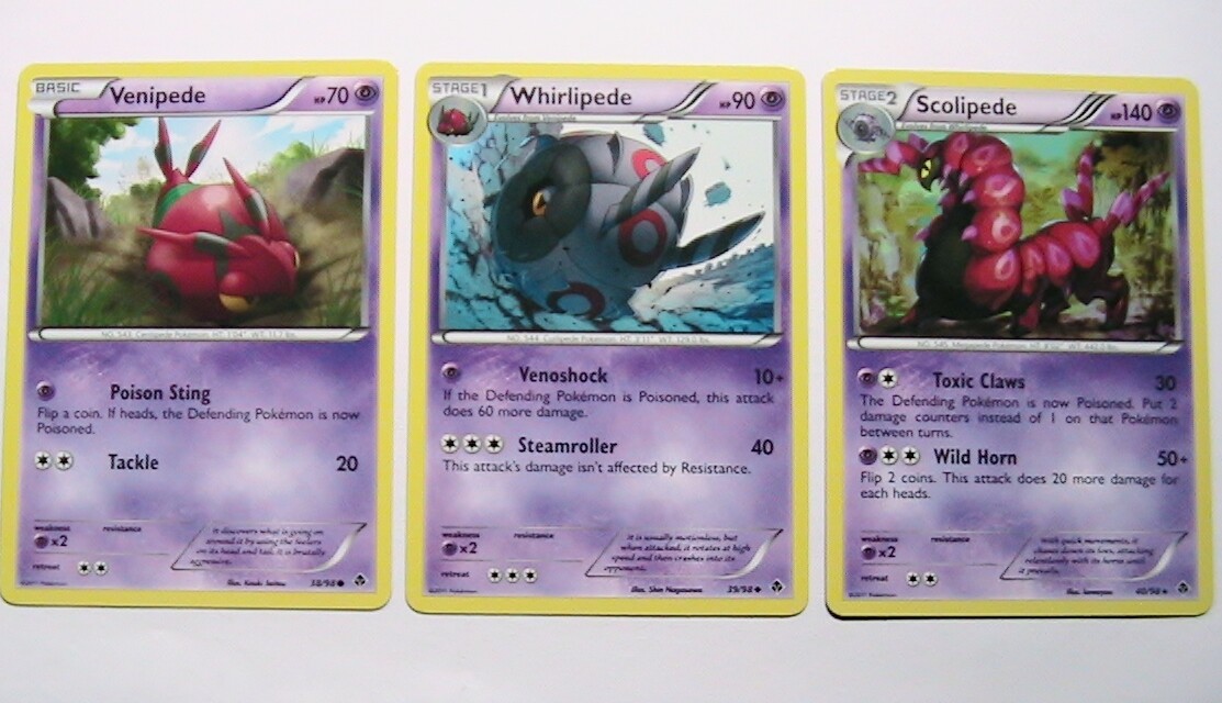 Venipede 38/98 Whirlipede 39/98 Scolipede 40/98 BW Emerging Powers 3 Pokemon x3