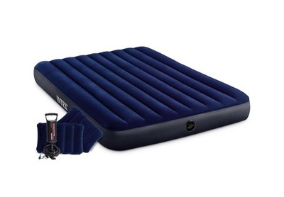 Kitchen Queen Airbed Set Blue Durable Fiber Tech Beam Construction Mattress