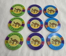 Lot Of 9 CAMEL CASINO POKER CHIPS  Vintage Ca...