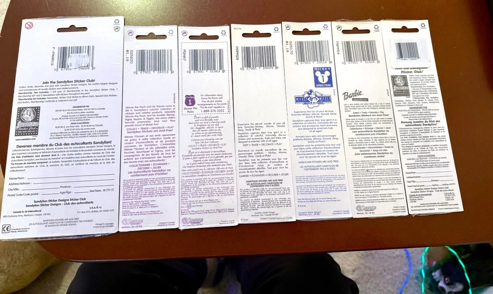 Lot of 7 NEW Sandy Lion vtg sticker packs Winnie the Pooh Mickey Disney Barbie + - Image 3 of 4