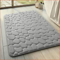 Badematte Memoryschaum Rutschfest SaugfäHig FüR Badezimmer 43×61 Cm Hellgrau