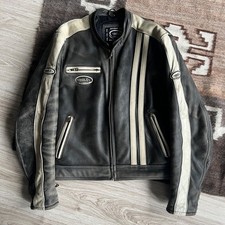 Belo Procomp Leather Motorcycle Jacket Mens Black White Moto Biker Racing L