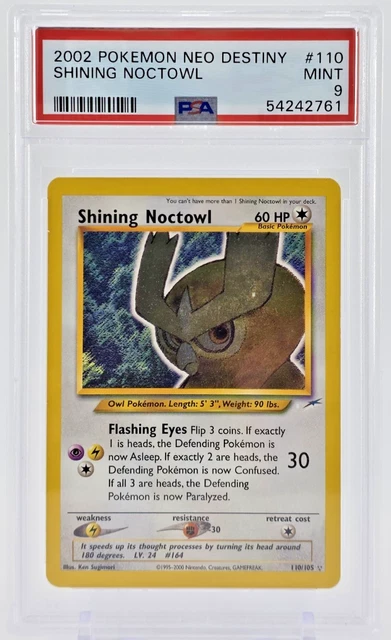 PSA 9 2002 SHINING NOCTOWL POKEMON CARD HOLO NEO DESTINY MINT 9 110/105