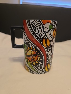 Limited Ed. Starbucks Abstract Tribal African Mug-Sun,coffee Beans-Ladu Senbanjo