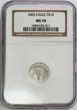 2005 PLATINUM $10 STATUE OF LIBERTY 1/10oz AMERICAN EAGLE NGC MINT STATE 70 2769.40 per troy oz