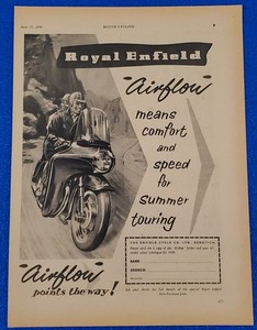 1959 ROYAL ENFIELD AIRFLOW PROTECTION FAIRINGS ORIGINAL MOTORCYCLE PRINT AD